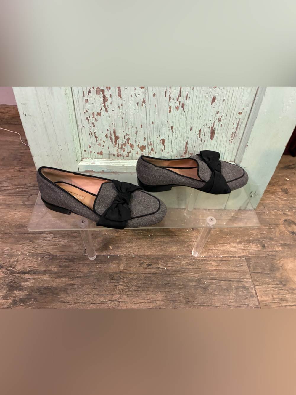 ANTONIO MELANI Gray Wool Bow Loafers - Picture 2 of 5